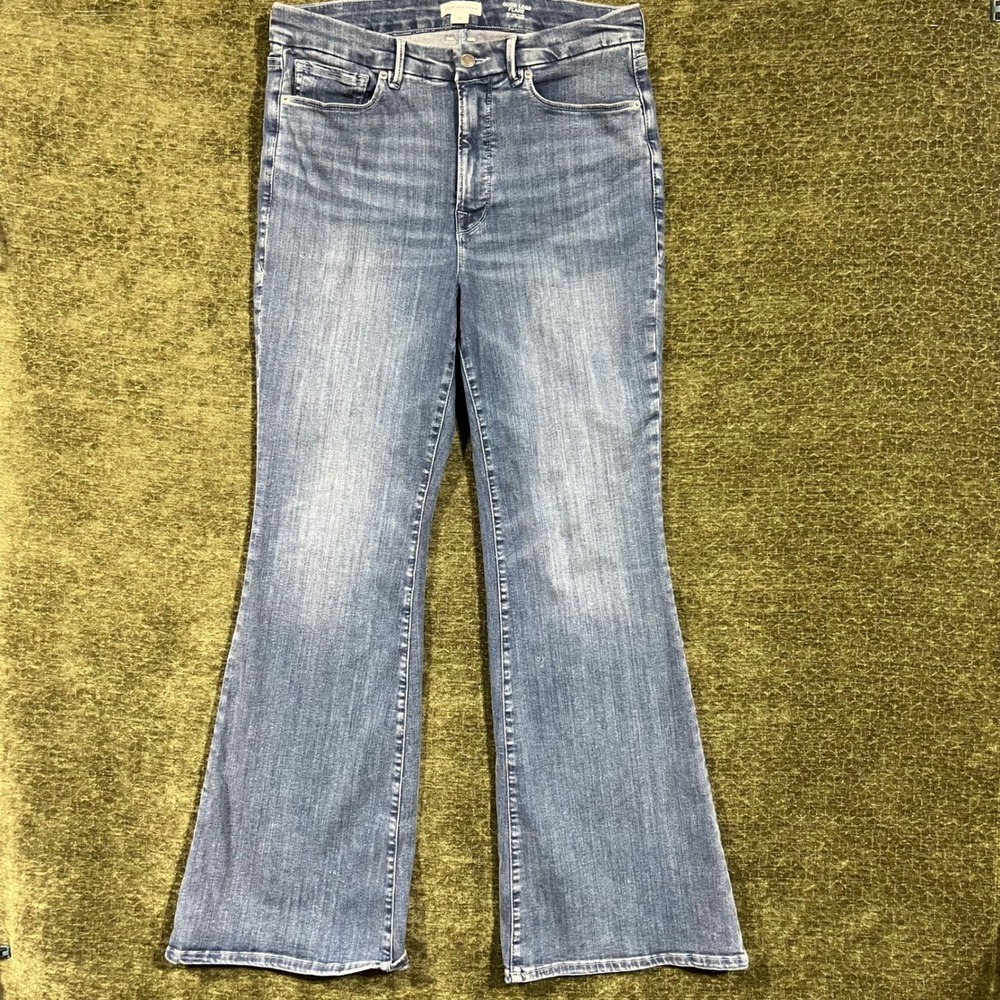 Good American Good Legs Flare Jeans Women 15 Blue Mid Rise Indigo GLF5602T